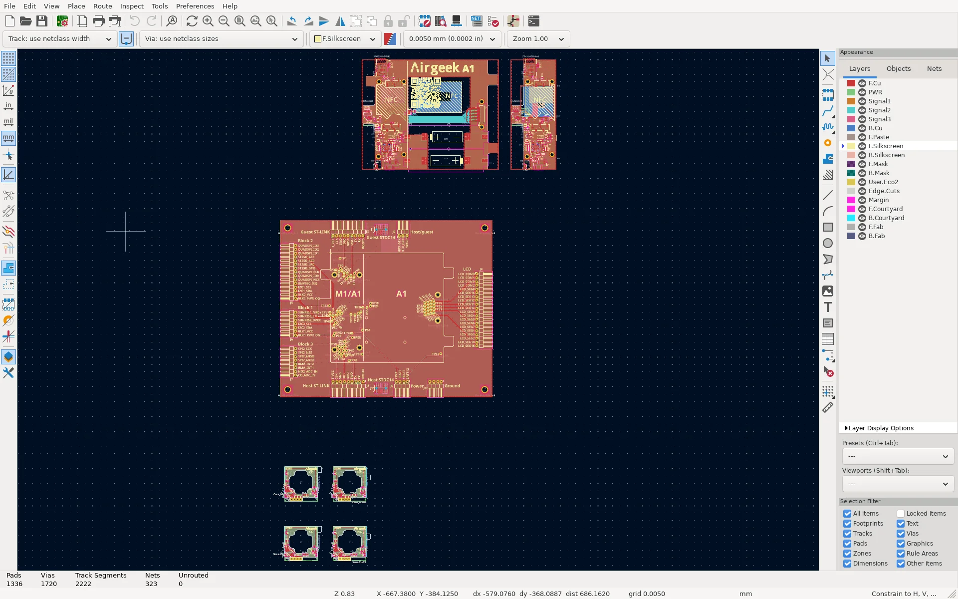 Output from the Python script using KiKit